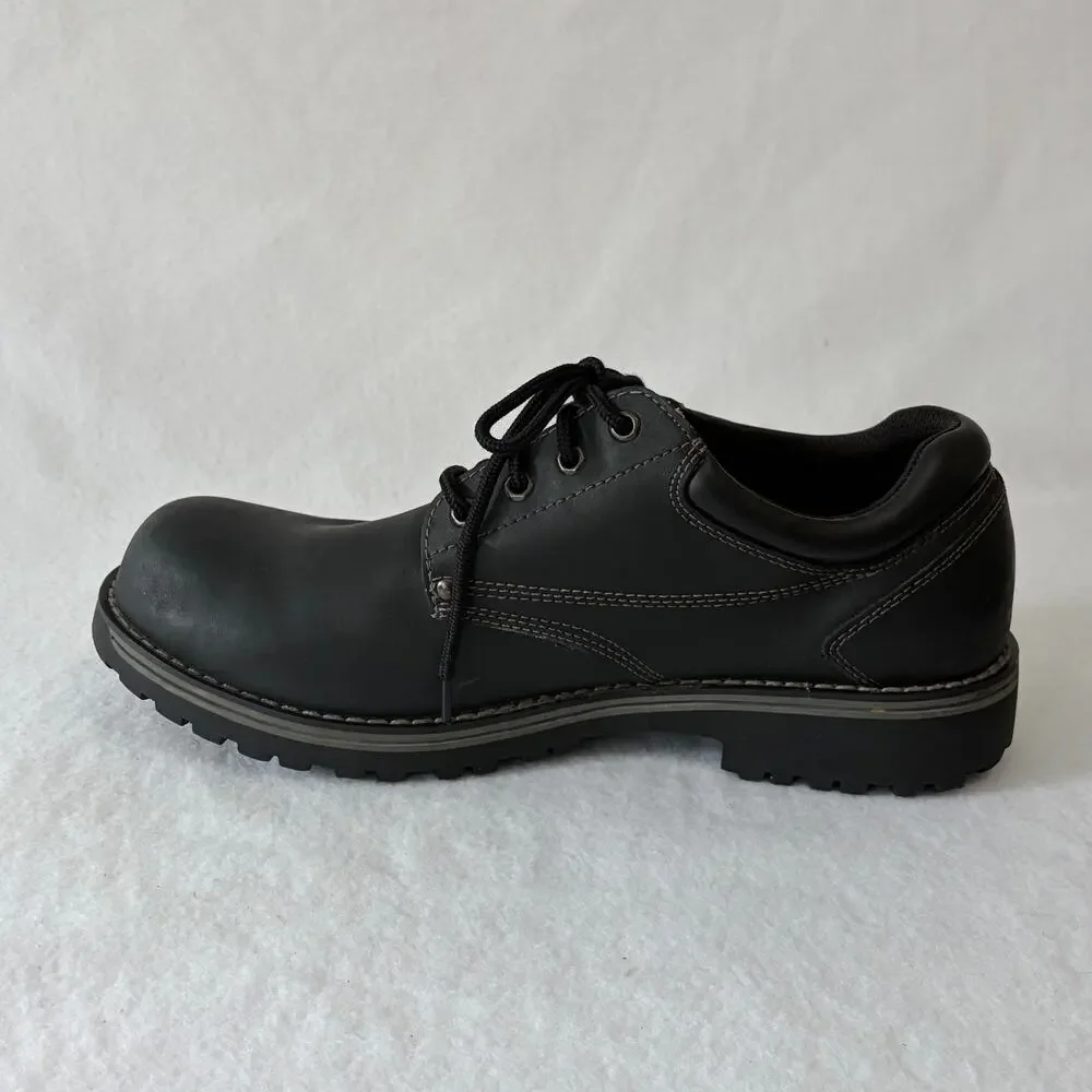 State Street Mens 12 Black Leather Oxford Comfort Daily Loafers Lace Up
